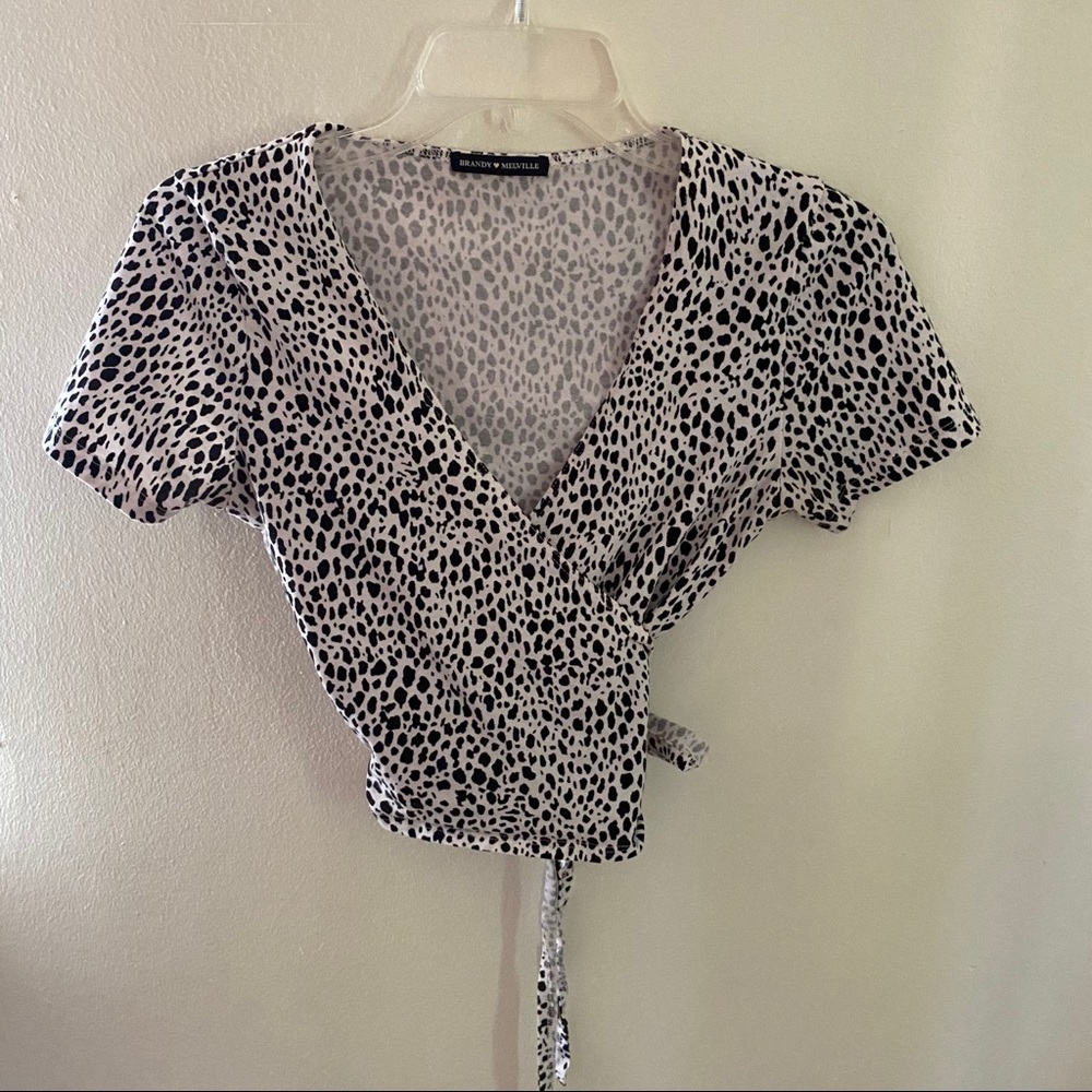 RARE BRANDY Rae Wrap Top ( White & Black Cheetah)